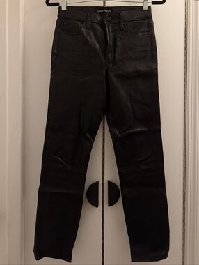 Aritzia Denim Forum Yoko High Rise Slim Pants Black Leather Size 26